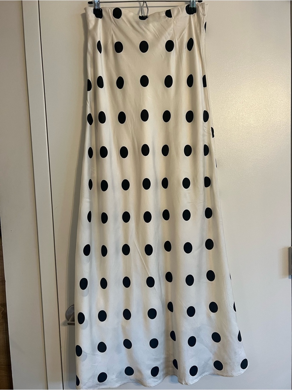Reformation "Carolina" 100% Silk Polka Dot Midi Skirt